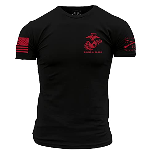 Grunt Style USMC Bound in Blood Men's T-Shirt (Black, Large)