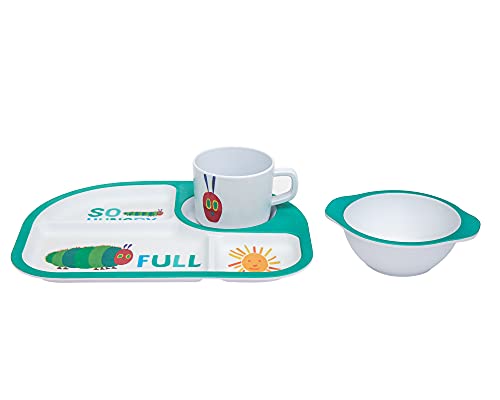 Eric Carle Toddler Plates Bowls and Cup Set, Kids Plate Set, Toddler Plate Set, Kids Plates, Kids Dinnerware Set, BPA Free Melamine Dishes, The Very Hungry Caterpillar