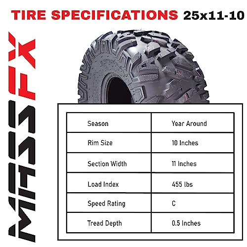 MASSFX QL ATV UTV 25x11-10 Rear Tire 25" 25x11x10 6Ply (2 Pack)