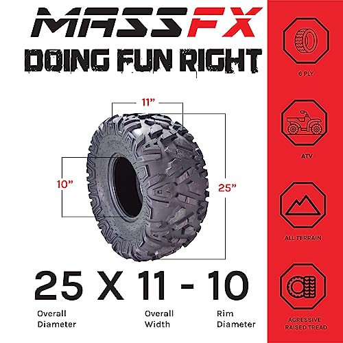 MASSFX QL ATV UTV 25x11-10 Rear Tire 25" 25x11x10 6Ply (2 Pack)