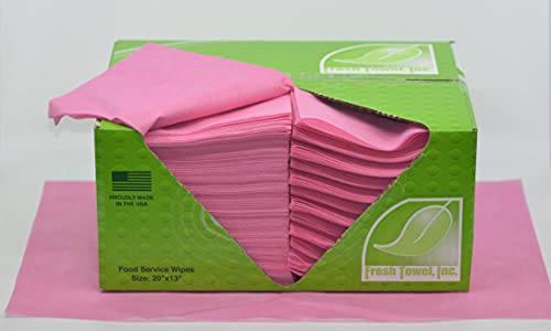 Fresh Towel Foodservice Reusable Paper Towels - 1/4 Fold, 13 x 20 inches - (1 Case of 200) All Purpose Cleaning Towels (Pink Solid)