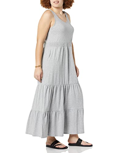 Amazon Essentials Women's Sleeveless Elastic Waist Summer Maxi Dress (Available in Plus Size), Light Grey Heather, X-Large