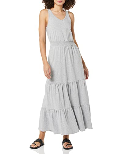 Amazon Essentials Women's Sleeveless Elastic Waist Summer Maxi Dress (Available in Plus Size), Light Grey Heather, X-Large