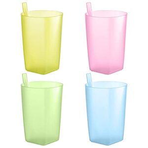 exceart children sippy cup 4pcs toddler sip cups with built in straw kids drink cups with straws