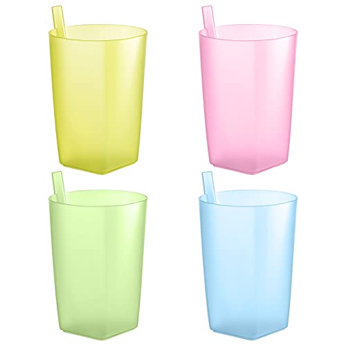 EXCEART Children Sippy Cup 4Pcs Toddler Sip Cups with Built in Straw Kids Drink Cups with Straws