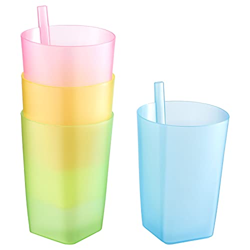 EXCEART Children Sippy Cup 4Pcs Toddler Sip Cups with Built in Straw Kids Drink Cups with Straws