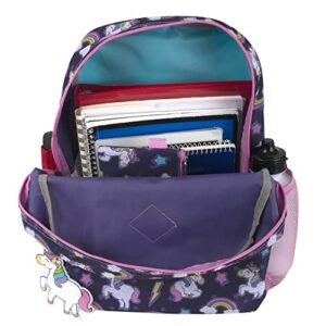 Trail maker Girl's 6 in 1 Backpack With Lunch Bag, Pencil Case, Keychain, and Accessories (Electric Unicorns)