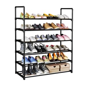 ingiordar shoe rack 6 tier metal stackable organizer storage shelf hold 30-36 pairs for closet entryway bedroom, black…