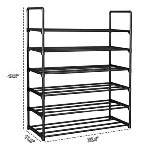 INGIORDAR Shoe Rack 6 Tier Metal Stackable Organizer Storage Shelf Hold 30-36 Pairs for Closet Entryway Bedroom, Black…