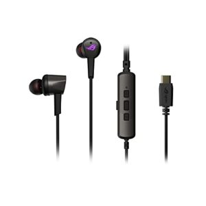 asus rog cetra ii in-ear gaming headphones | earbuds, microphone, anc, usb-c, aura sync rgb lighting, bundled travel case, silicon tips, compatible with laptop, switch, rog phone and smart devices