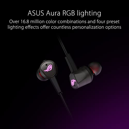 ASUS ROG Cetra II in-Ear Gaming Headphones | Earbuds, Microphone, ANC, USB-C, Aura Sync RGB Lighting, Bundled Travel Case, Silicon Tips, Compatible with Laptop, Switch, ROG Phone and Smart Devices