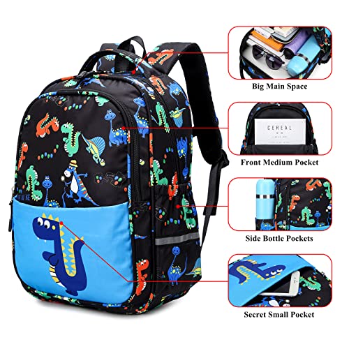 NaOHshp School Backpack for Boys, Cute Dinosaur Backpack for Kids Elementary Middle School Bag Bookbag