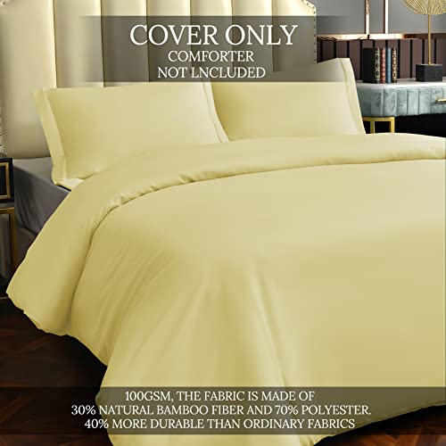 Bamboo Microfiber Duvet Cover Set - Soft Cooling Duvet Cover Queen Size 3 Pieces Hotel Bedding Comforter Cover with Zipper Closure & Corner Ties 90" x 90"