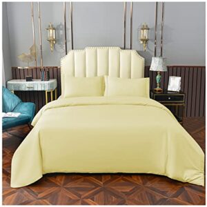 bamboo microfiber duvet cover set - soft cooling duvet cover queen size 3 pieces hotel bedding comforter cover with zipper closure & corner ties 90" x 90"