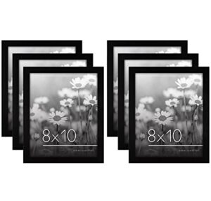 americanflat 8x10 picture frame - 6 piece gallery wall frame set in black - composite wood with polished plexiglass - horizontal and vertical formats for wall and tabletop