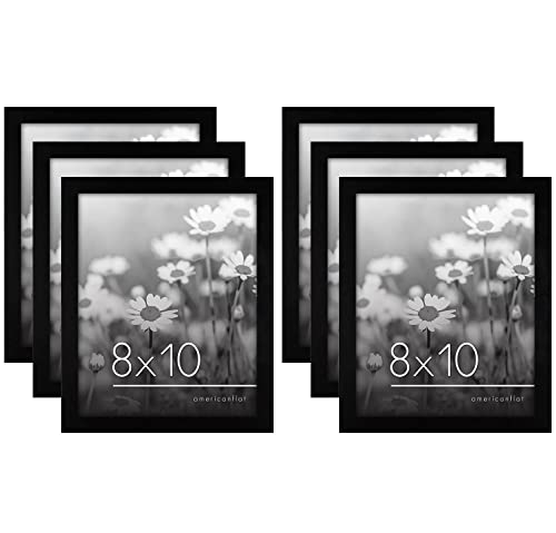 Americanflat 8x10 Picture Frame - 6 Piece Gallery Wall Frame Set in Black - Composite Wood with Polished Plexiglass - Horizontal and Vertical Formats for Wall and Tabletop