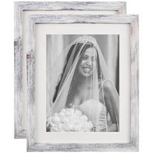 toforevo 8x10 picture frames set of 2 distressed white wood grain photo frame for gallery wall mounting or tabletop display