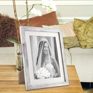 TOFOREVO 8x10 Picture Frames Set of 2 Distressed White Wood Grain Photo Frame for Gallery Wall Mounting or Tabletop Display