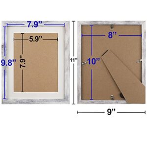 TOFOREVO 8x10 Picture Frames Set of 2 Distressed White Wood Grain Photo Frame for Gallery Wall Mounting or Tabletop Display
