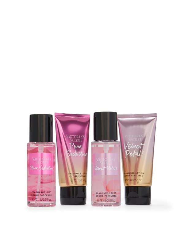 Victoria's Secret Pure Seduction & Velvet Petals 4 Piece Mini Mist & Lotion Gift Set