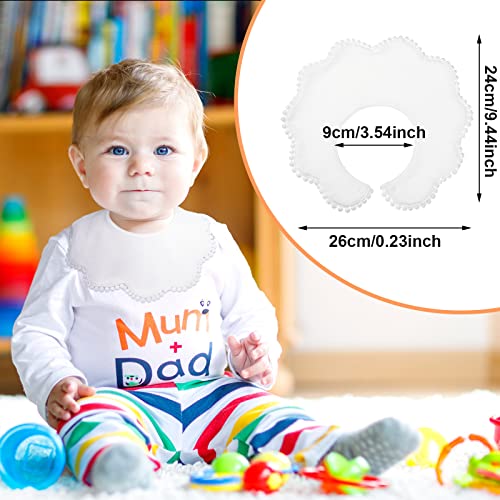 JenPen 4 Pieces White Bibs for Baby Baby Girl Bandana Bibs Baby Bandana Drool Bibs 360 Bibs for Baby Girl Muslin Bibs Set for Teething Toddler