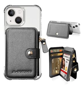 m-plateau phone wallet,card holder for phone case with with zipper coin purse and cell phone lanyard work with iphone 14 and most of smart cell phones (black)