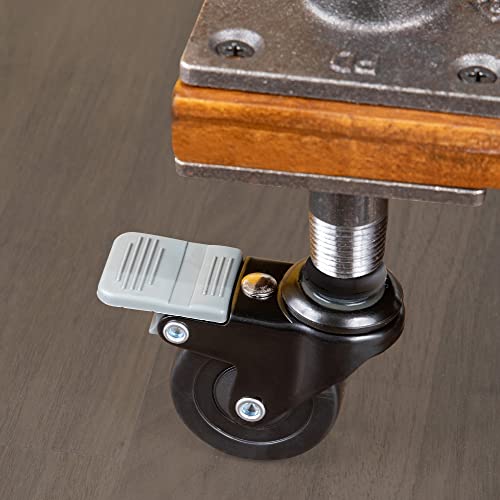 PIPE DECOR Swivel Caster Wheels for ¾” Pipe (4-Pack), Casters for Pipe Legs with Locking Mechanism