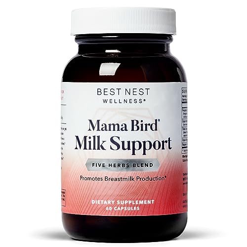 Mama Bird Milk Support, Breastfeeding, Lactation, Breast Milk Supply Increase, Fenugreek & Moringa Blend for Postpartum Nursing, Includes Bonus 10 Smoothie Recipes for New Moms, 60 Ct