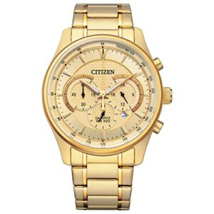 citizen men's quartz dress watch with stainless steel strap, gold-tone, 22 (model: an8192-56p)