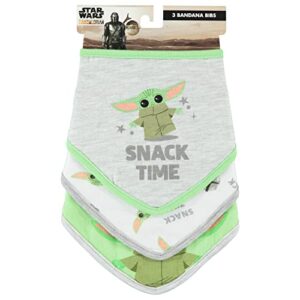 STAR WARS Baby Boys Baby Yoda Bandana Bibs 3 Pack Set for Feeding, Teething, and Drooling (Green/White/Grey, 0-12 Months)