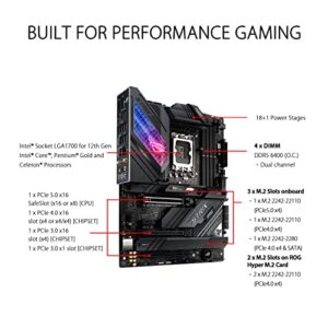 ASUS ROG Strix Z690-E Gaming WiFi 6E LGA 1700(Intel 12th Gen)ATX gaming motherboard(PCIe 5.0,DDR5,2.5 Gb LAN,Thunderbolt 4,5xM.2,1xPCIe 5.0 M.2,ROG Hyper M.2 Card,Front panel USB 3.2 Gen 2x2 Type-C)