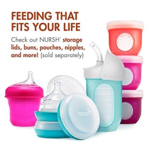 Boon NURSH Reusable Silicone Baby Bottles with Collapsible Silicone Pouch Design — Everyday Baby Essentials — 3 Count — Stage 2 Medium Flow — 8 Oz — Speckle