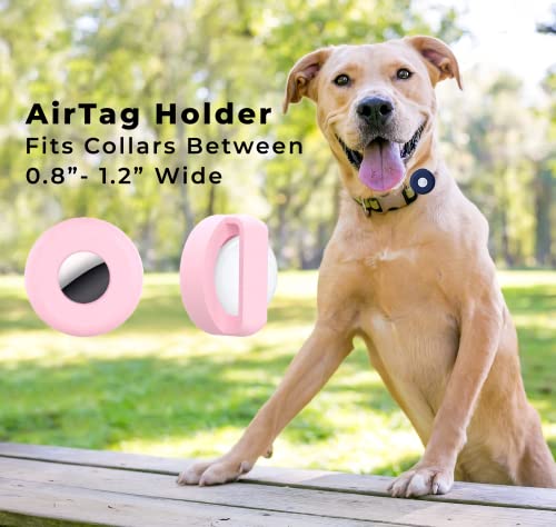 Airtag Dog Collar Holder (2-Pack) Easy to Clean Silicone, Anti-Lost GPS Air Tag Case, Compatible with Dog Cat Collars as Well as Backpacks and Purses, Shock Proof, Silicone Protective Cas (Pink/Blue)