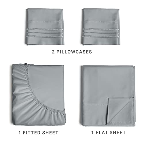 Queen Size Sheet Set - Breathable & Cooling Sheets - Hotel Luxury Bed Sheets for Women, Men Kids & Teens - Extra Soft - Deep Pockets - 4 Piece Set - Wrinkle Free - Steel Blue Bed Sheets - Queen Sheets