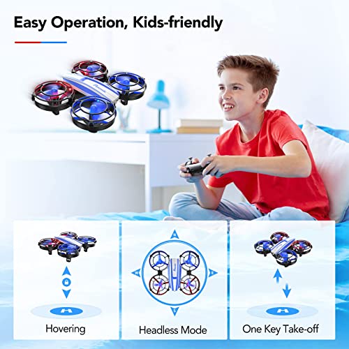 Potensic A21 Mini Drones for Kids, 2 Pack IR Battle Drone with LED Lights, RC Quadcopter with 3D Flip, 3 Speeds, Headless Mode, Altitude Hold, Toy Gift for Boys Girls (Red and Blue)