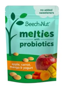 beech-nut probiotic melties apple carrot mango yogurt melts baby & toddler snack, 1oz bag