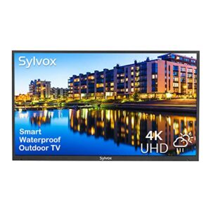 sylvox 55 inch outdoor tv, waterproof 4k smart tv, high brightness,7x16(h) commercial grade, supports wireless connection & wi-fi, arc &cec, suitable for partial sun (deck series)