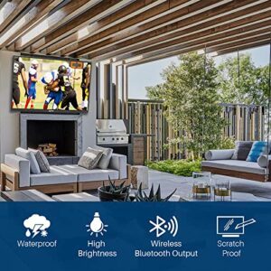 SYLVOX 55 Inch Outdoor TV, Waterproof 4K Smart TV, High Brightness,7x16(H) Commercial Grade, Supports Wireless Connection & Wi-Fi, ARC &CEC, Suitable for Partial Sun (Deck series)