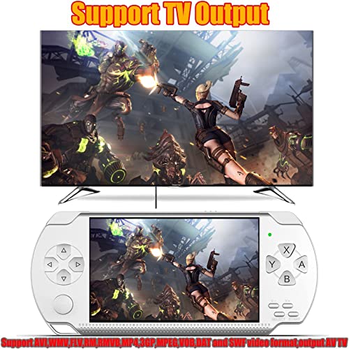 KToyoung Handheld Game Console, Built-in 1200 Games 4.3’’ HD Screen Retro Gaming System, Support TV Output, Portable Rechargeable Game Console with Dual Joystick, Best Gift for Kids and Adult (White)