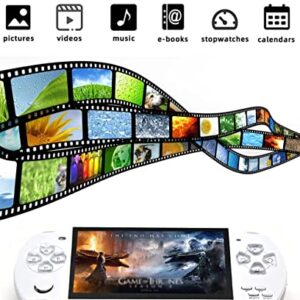 KToyoung Handheld Game Console, Built-in 1200 Games 4.3’’ HD Screen Retro Gaming System, Support TV Output, Portable Rechargeable Game Console with Dual Joystick, Best Gift for Kids and Adult (White)