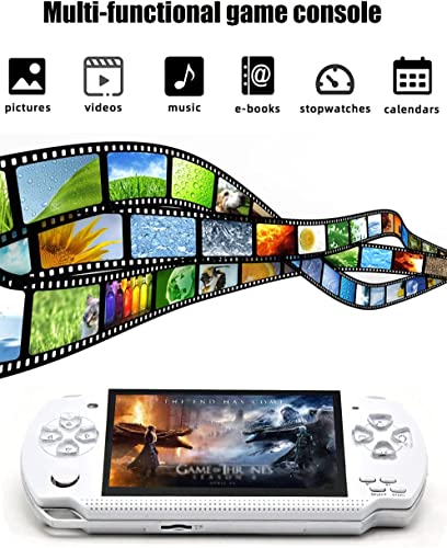 KToyoung Handheld Game Console, Built-in 1200 Games 4.3’’ HD Screen Retro Gaming System, Support TV Output, Portable Rechargeable Game Console with Dual Joystick, Best Gift for Kids and Adult (White)