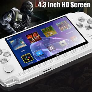 KToyoung Handheld Game Console, Built-in 1200 Games 4.3’’ HD Screen Retro Gaming System, Support TV Output, Portable Rechargeable Game Console with Dual Joystick, Best Gift for Kids and Adult (White)