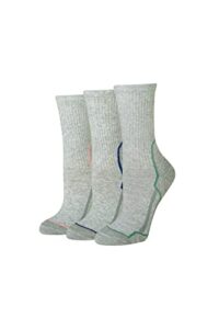 amazon essentials women's cushioned hiking crew socks, 3 pairs, grey heather, 6-9