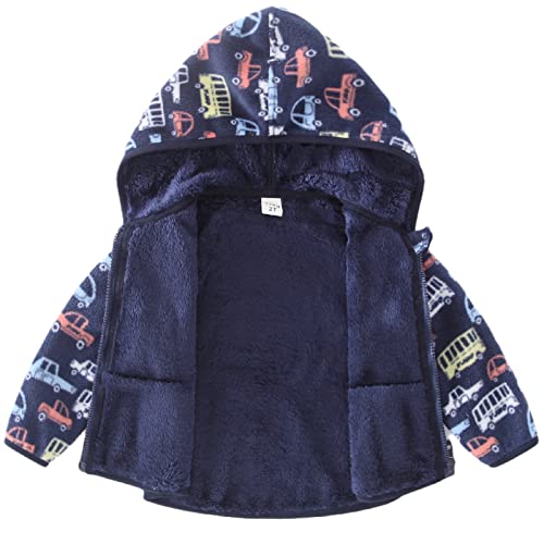 Toddler Baby Polar Fleece Jacket Hooded Kids Boys Girls Fall Winter Long Sleeve Thick Warm Outerwear 2-6 Years (6 Years, Blue)