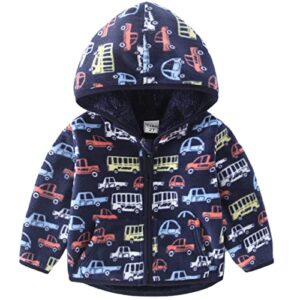 Toddler Baby Polar Fleece Jacket Hooded Kids Boys Girls Fall Winter Long Sleeve Thick Warm Outerwear 2-6 Years (6 Years, Blue)