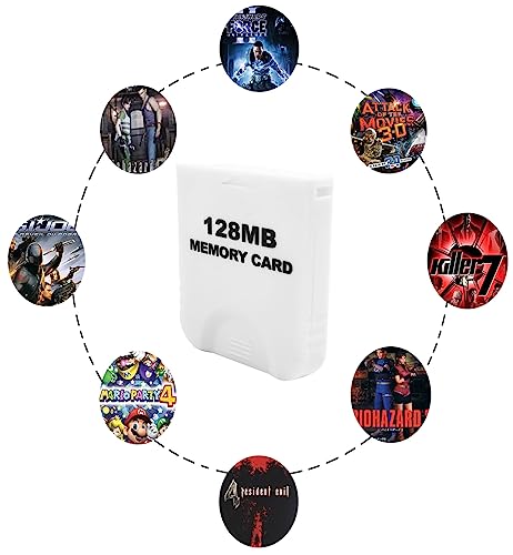 Hyamass 128MB(2043 Blocks) High Speed Gamecube Storage Save Game Memory Card Compatible for Nintendo Gamecube & Wii Console Accessory Kits - White