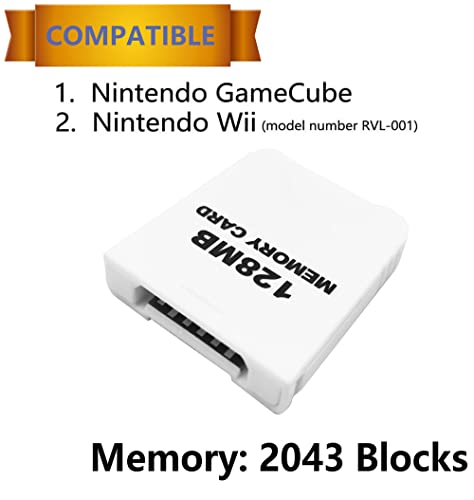 Hyamass 128MB(2043 Blocks) High Speed Gamecube Storage Save Game Memory Card Compatible for Nintendo Gamecube & Wii Console Accessory Kits - White