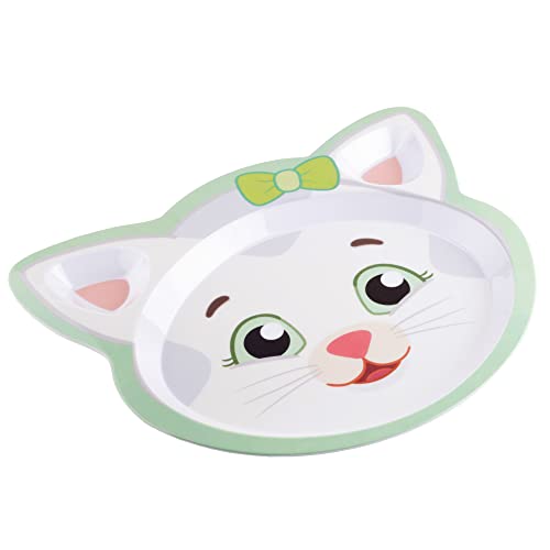 Daniel Tiger Mealtime Feeding Plates - Set of 4, Cute Dishes for Kids w/ Daniel Tiger, Trolley, Katerina Kitty Cat & Elaina - Divided Compartments for Portion Control & Healthy Eating, Dishwasher Safe