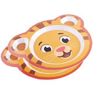 daniel tiger mealtime feeding plates - set of 2, cute compartment dishes with deep sides for kids - divided sections for healthy eating habits, melamine, bpa free, dishwasher safe, break resistant