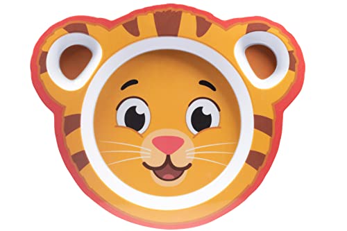 Daniel Tiger Mealtime Feeding Plates - Set of 2, Cute Compartment Dishes with Deep Sides for Kids - Divided Sections for Healthy Eating Habits, Melamine, BPA Free, Dishwasher Safe, Break Resistant